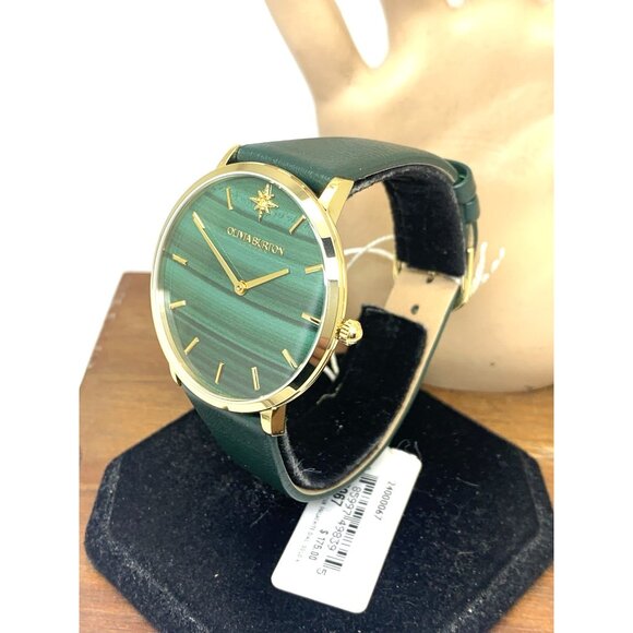 Olivia Burton Women\'s Watch 24000067 Quartz Gold Green Dial Leather Strap 40mm main image 12